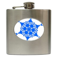 Snowflake Art Blue Cool Polka Dots Hip Flask (6 Oz)