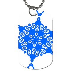 Snowflake Art Blue Cool Polka Dots Dog Tag (two Sides)