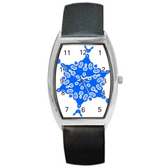 Snowflake Art Blue Cool Polka Dots Barrel Style Metal Watch