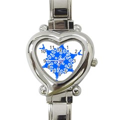 Snowflake Art Blue Cool Polka Dots Heart Italian Charm Watch