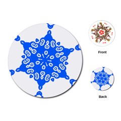 Snowflake Art Blue Cool Polka Dots Playing Cards (round)  by Mariart