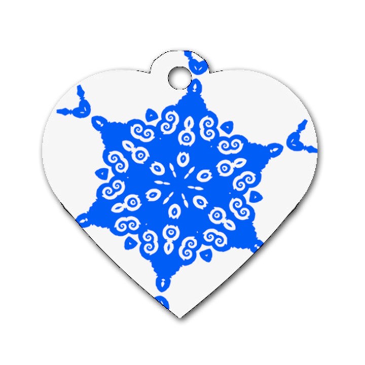 Snowflake Art Blue Cool Polka Dots Dog Tag Heart (One Side)