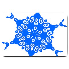 Snowflake Art Blue Cool Polka Dots Large Doormat 