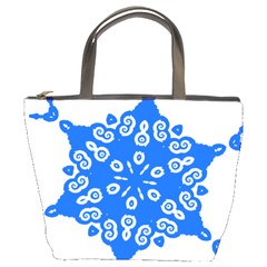 Snowflake Art Blue Cool Polka Dots Bucket Bags by Mariart