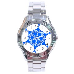 Snowflake Art Blue Cool Polka Dots Stainless Steel Analogue Watch by Mariart