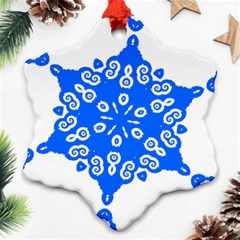 Snowflake Art Blue Cool Polka Dots Ornament (snowflake)