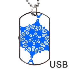 Snowflake Art Blue Cool Polka Dots Dog Tag Usb Flash (one Side) by Mariart