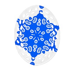 Snowflake Art Blue Cool Polka Dots Ornament (oval Filigree) by Mariart