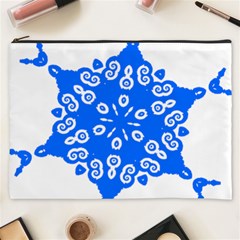 Snowflake Art Blue Cool Polka Dots Cosmetic Bag (xxxl)  by Mariart