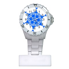 Snowflake Art Blue Cool Polka Dots Plastic Nurses Watch by Mariart