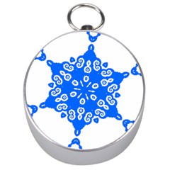 Snowflake Art Blue Cool Polka Dots Silver Compasses