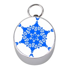 Snowflake Art Blue Cool Polka Dots Mini Silver Compasses by Mariart