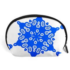 Snowflake Art Blue Cool Polka Dots Accessory Pouches (large) 