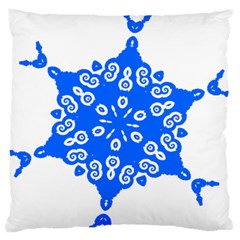 Snowflake Art Blue Cool Polka Dots Large Flano Cushion Case (one Side)