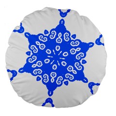 Snowflake Art Blue Cool Polka Dots Large 18  Premium Flano Round Cushions