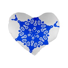 Snowflake Art Blue Cool Polka Dots Standard 16  Premium Flano Heart Shape Cushions by Mariart