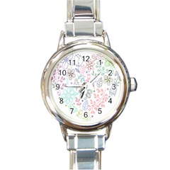 Prismatic Neon Floral Heart Love Valentine Flourish Rainbow Round Italian Charm Watch