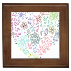 Prismatic Neon Floral Heart Love Valentine Flourish Rainbow Framed Tiles