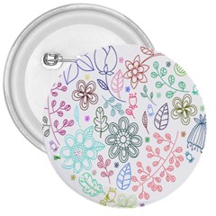 Prismatic Neon Floral Heart Love Valentine Flourish Rainbow 3  Buttons