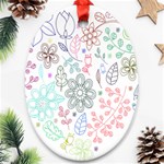 Prismatic Neon Floral Heart Love Valentine Flourish Rainbow Ornament (Oval) Front