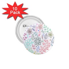 Prismatic Neon Floral Heart Love Valentine Flourish Rainbow 1 75  Buttons (10 Pack)