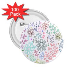 Prismatic Neon Floral Heart Love Valentine Flourish Rainbow 2 25  Buttons (100 Pack)  by Mariart