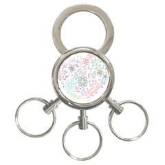 Prismatic Neon Floral Heart Love Valentine Flourish Rainbow 3-ring Key Chains