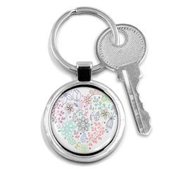 Prismatic Neon Floral Heart Love Valentine Flourish Rainbow Key Chains (round) 