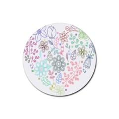 Prismatic Neon Floral Heart Love Valentine Flourish Rainbow Rubber Coaster (round) 