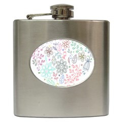 Prismatic Neon Floral Heart Love Valentine Flourish Rainbow Hip Flask (6 Oz) by Mariart