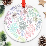 Prismatic Neon Floral Heart Love Valentine Flourish Rainbow Round Ornament (Two Sides) Front