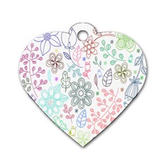 Prismatic Neon Floral Heart Love Valentine Flourish Rainbow Dog Tag Heart (one Side)