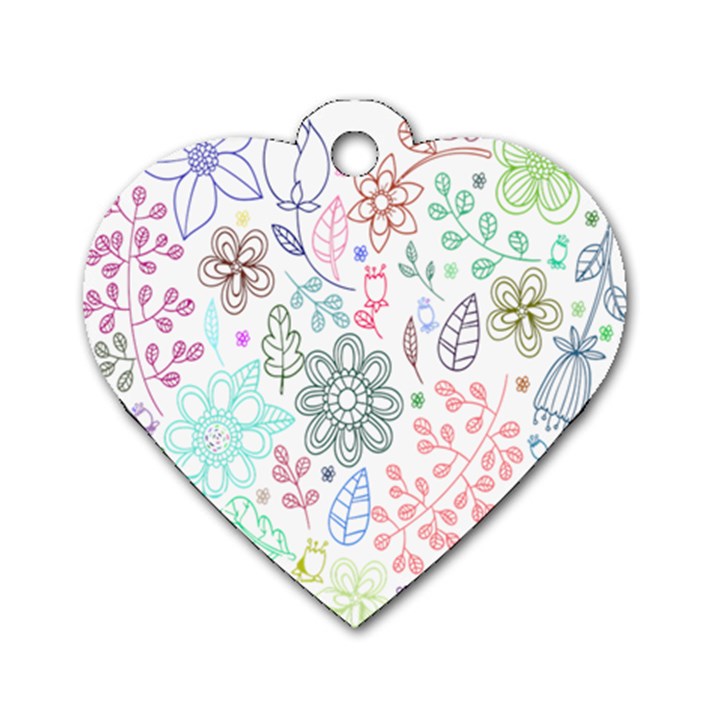 Prismatic Neon Floral Heart Love Valentine Flourish Rainbow Dog Tag Heart (One Side)