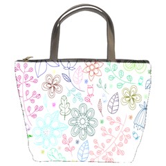 Prismatic Neon Floral Heart Love Valentine Flourish Rainbow Bucket Bags