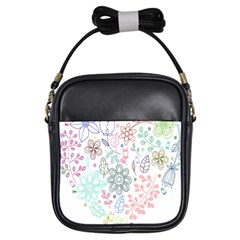 Prismatic Neon Floral Heart Love Valentine Flourish Rainbow Girls Sling Bags by Mariart