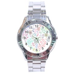 Prismatic Neon Floral Heart Love Valentine Flourish Rainbow Stainless Steel Analogue Watch