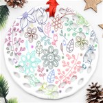 Prismatic Neon Floral Heart Love Valentine Flourish Rainbow Ornament (Round Filigree) Front