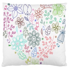 Prismatic Neon Floral Heart Love Valentine Flourish Rainbow Large Cushion Case (one Side)