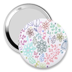 Prismatic Neon Floral Heart Love Valentine Flourish Rainbow 3  Handbag Mirrors by Mariart