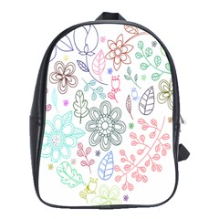 Prismatic Neon Floral Heart Love Valentine Flourish Rainbow School Bag (xl) by Mariart