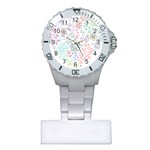 Prismatic Neon Floral Heart Love Valentine Flourish Rainbow Plastic Nurses Watch Front