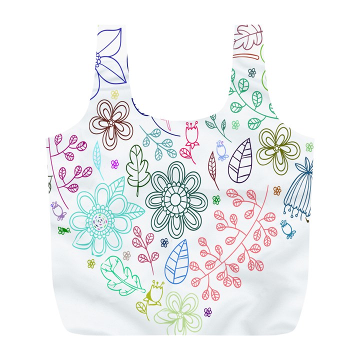 Prismatic Neon Floral Heart Love Valentine Flourish Rainbow Full Print Recycle Bags (L) 