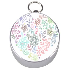 Prismatic Neon Floral Heart Love Valentine Flourish Rainbow Silver Compasses by Mariart