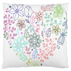 Prismatic Neon Floral Heart Love Valentine Flourish Rainbow Large Flano Cushion Case (one Side)