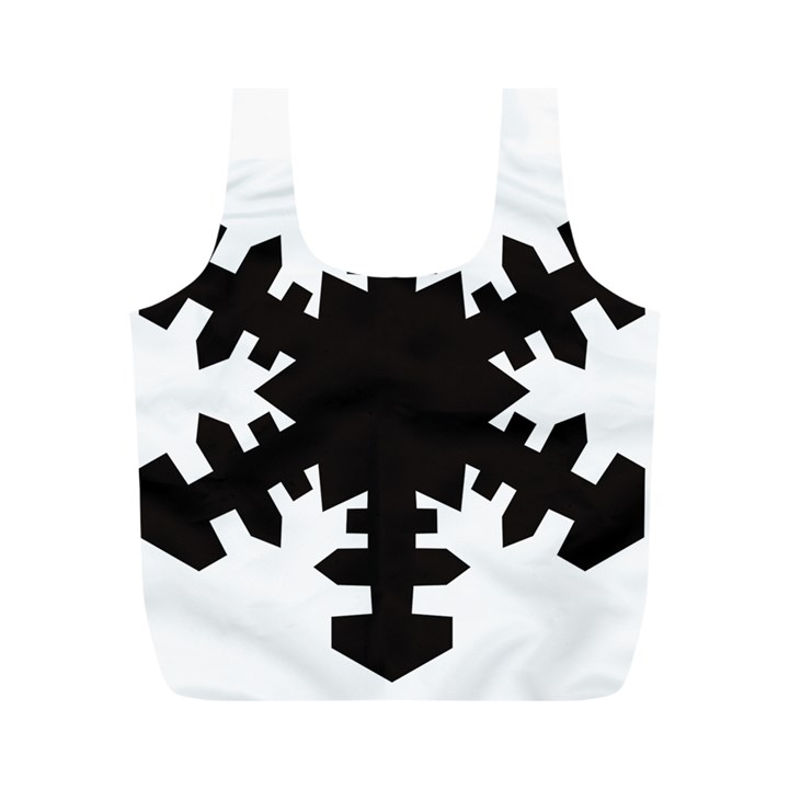 Snowflakes Black Full Print Recycle Bags (M) 