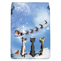 Christmas, Cute Cats Looking In The Sky To Santa Claus Flap Covers (l)  by FantasyWorld7