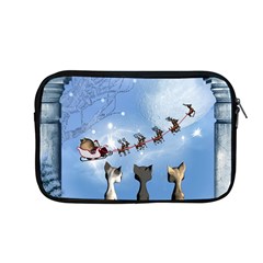 Christmas, Cute Cats Looking In The Sky To Santa Claus Apple Macbook Pro 13  Zipper Case by FantasyWorld7