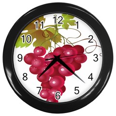 Red Fruit Grape Wall Clocks (black)