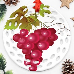 Red Fruit Grape Round Filigree Ornament (two Sides)