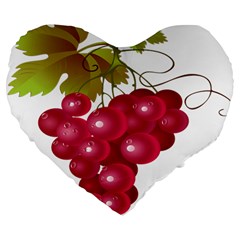 Red Fruit Grape Large 19  Premium Flano Heart Shape Cushions